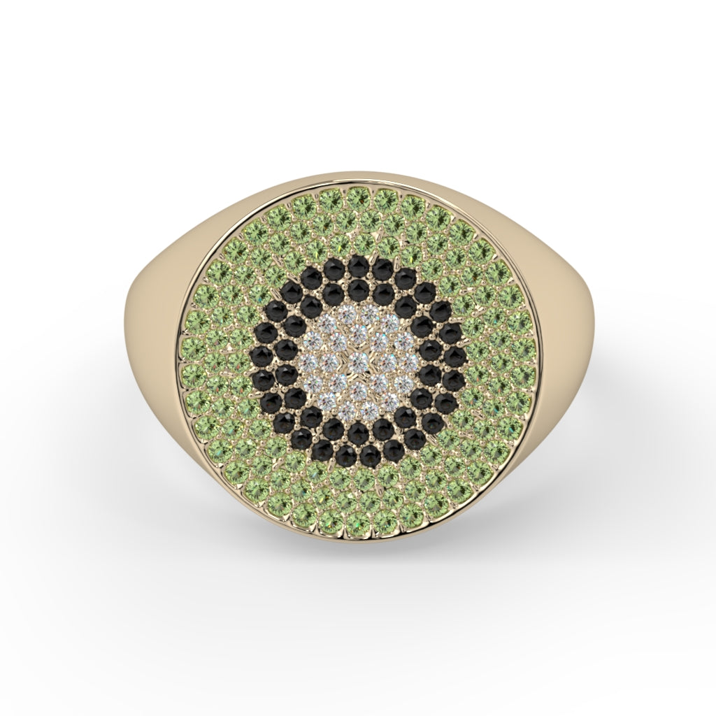 Kiwi Diamond Pave Signet Ring