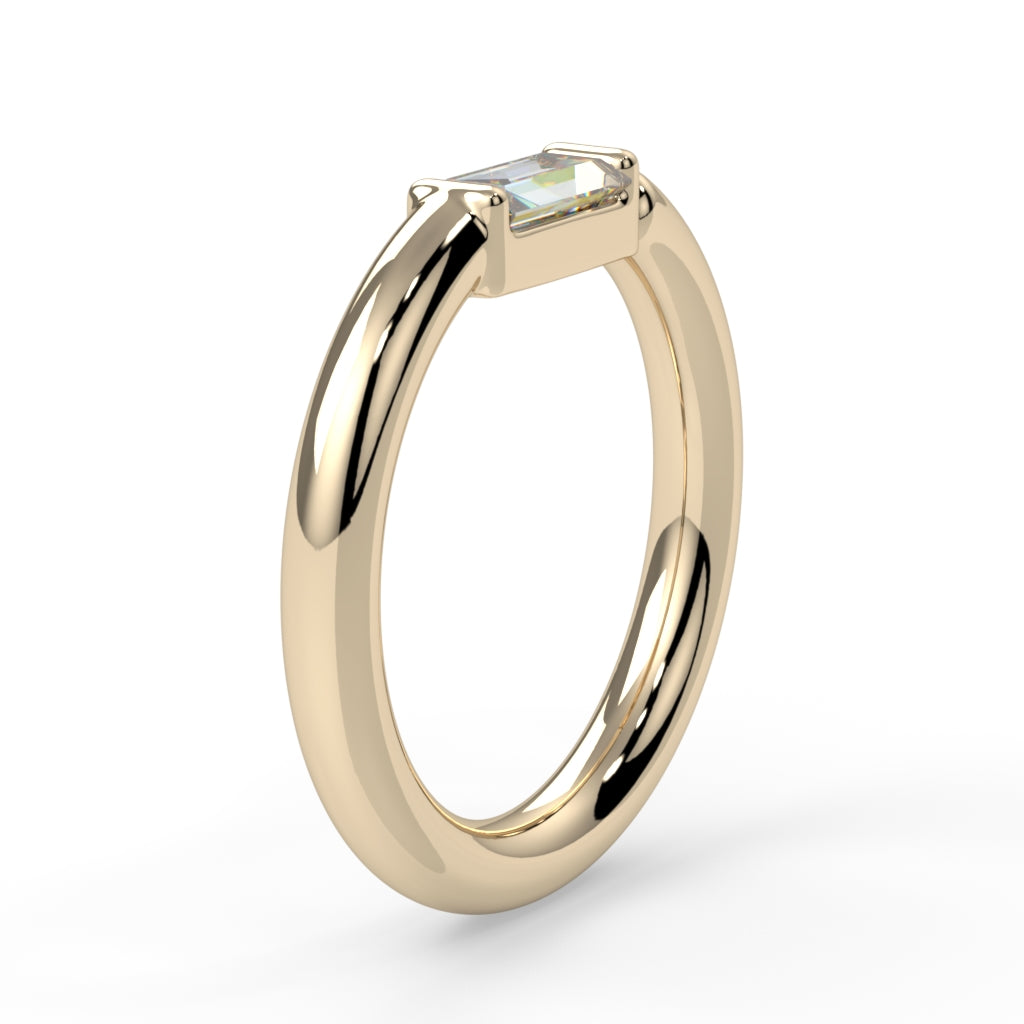 Channel-Set Baguette Fixed Bead Ring