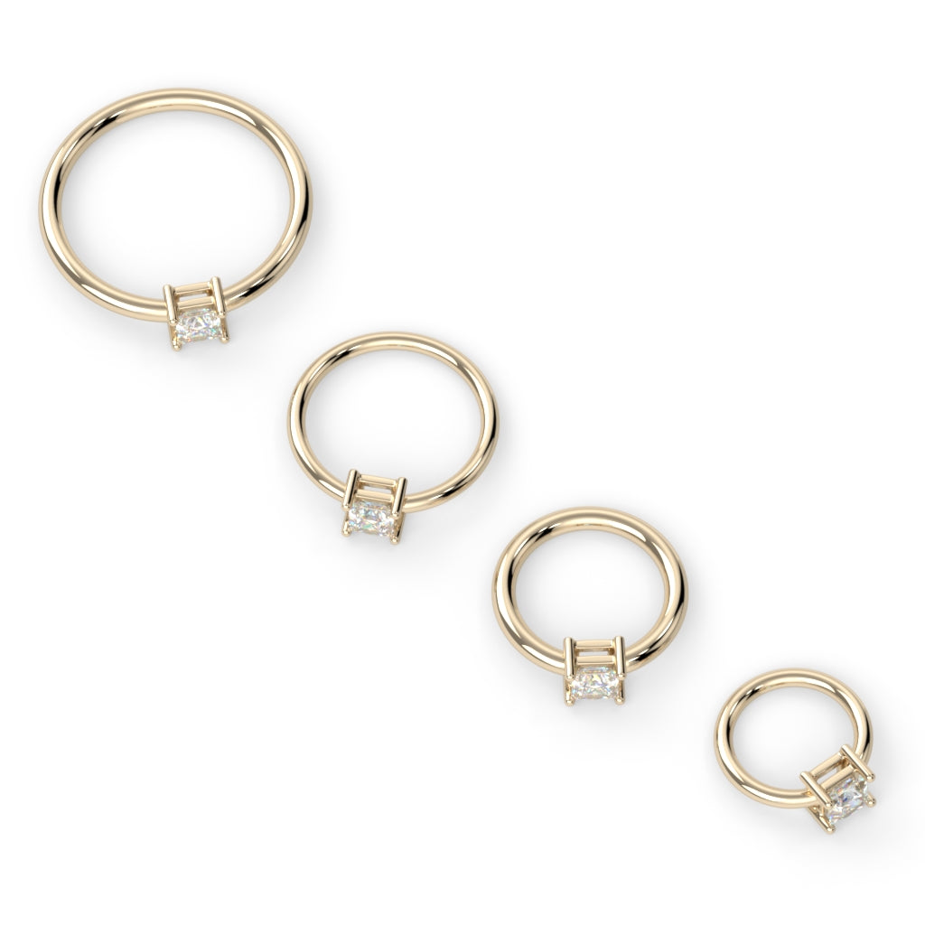 Prong-Set Princess-Cut Fixed Bead Ring