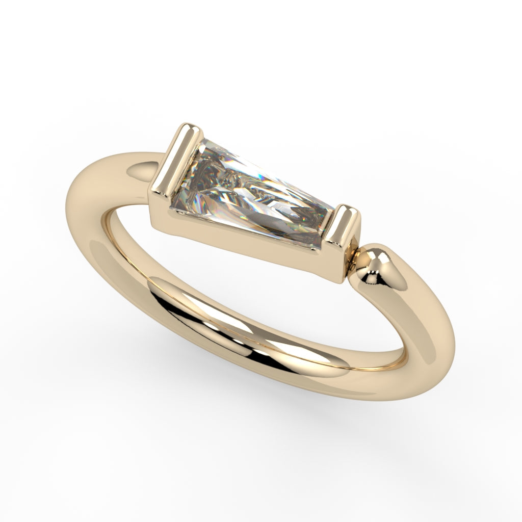 Channel-Set Tapered Baguette Fixed Bead Ring
