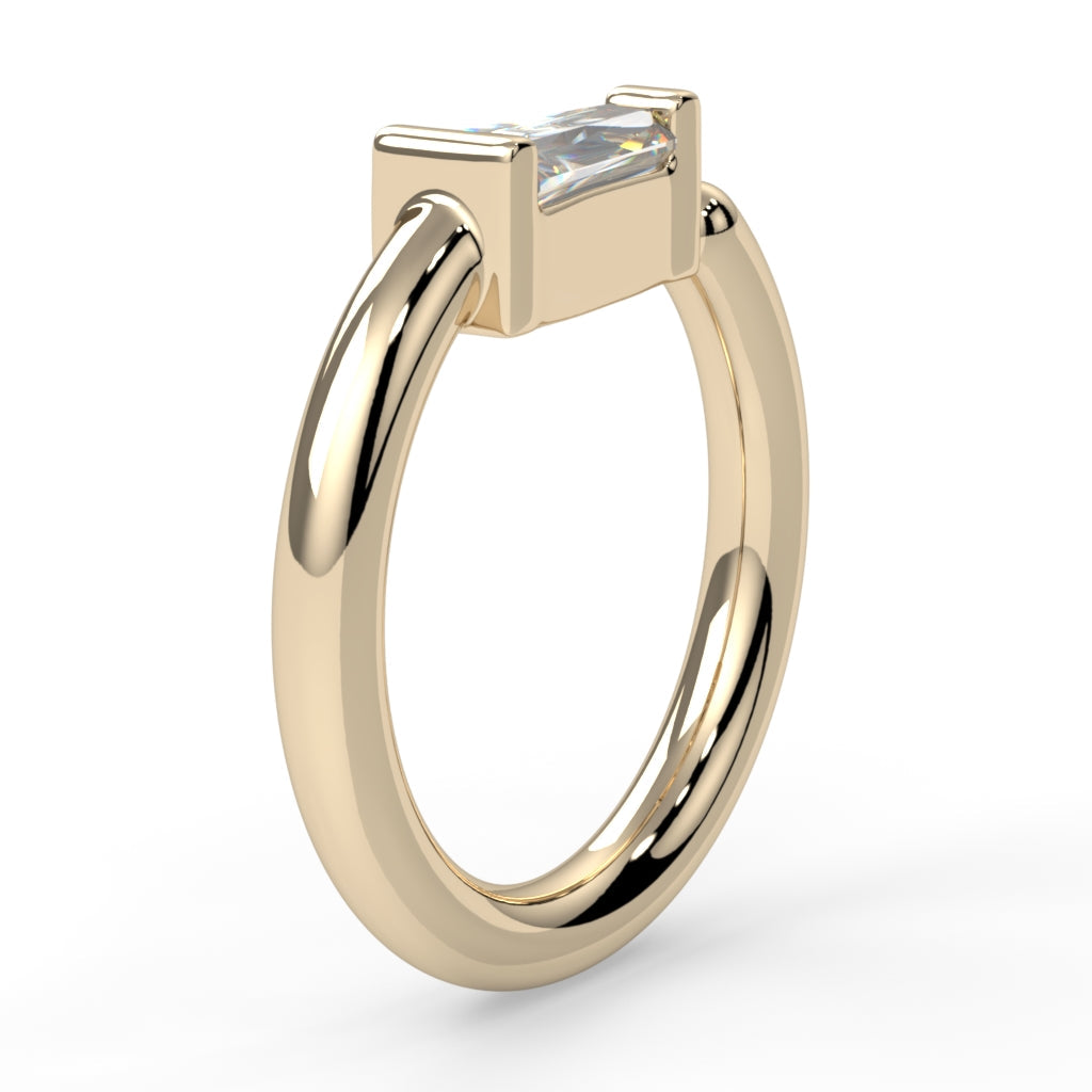 Channel-Set Tapered Baguette Fixed Bead Ring
