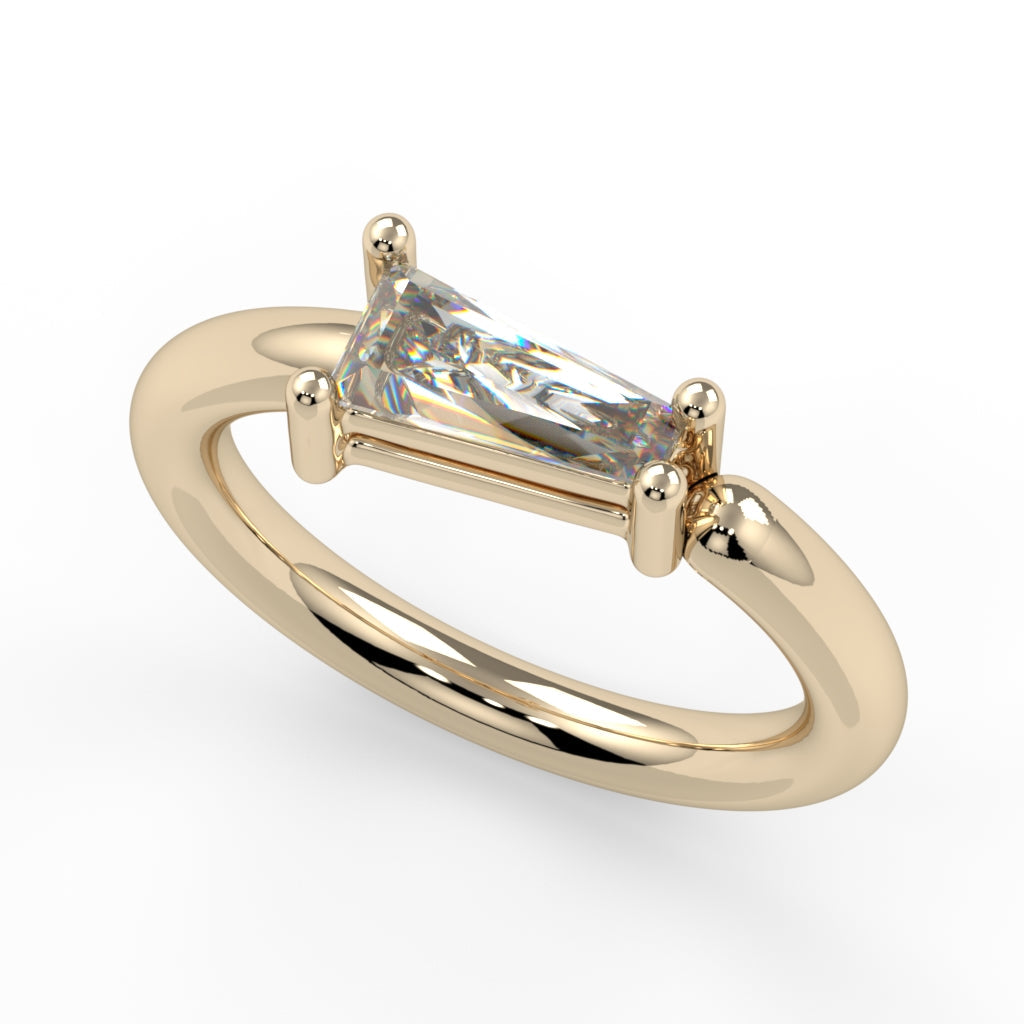 Prong-Set Tapered Baguette Fixed Bead Ring