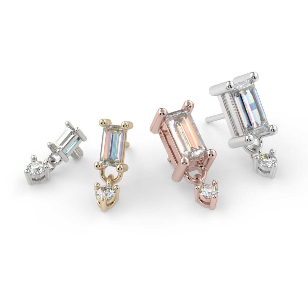 Prong-Set Baguette Dangle End