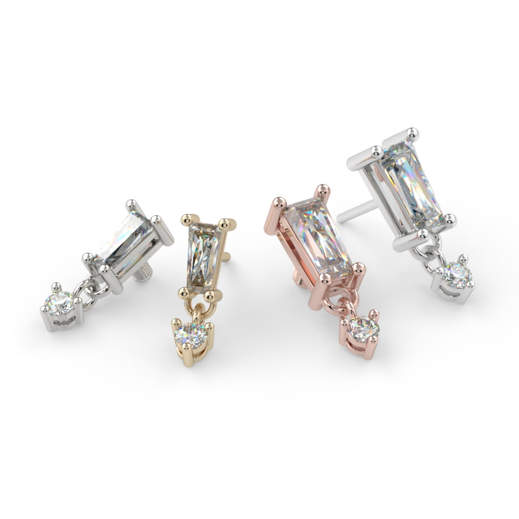 Prong-Set Tapered Baguette Dangle End