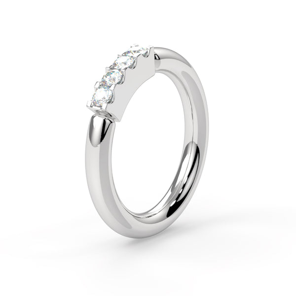 950 Platinum Side-Set Four Diamond Fixed Gem Seam Ring