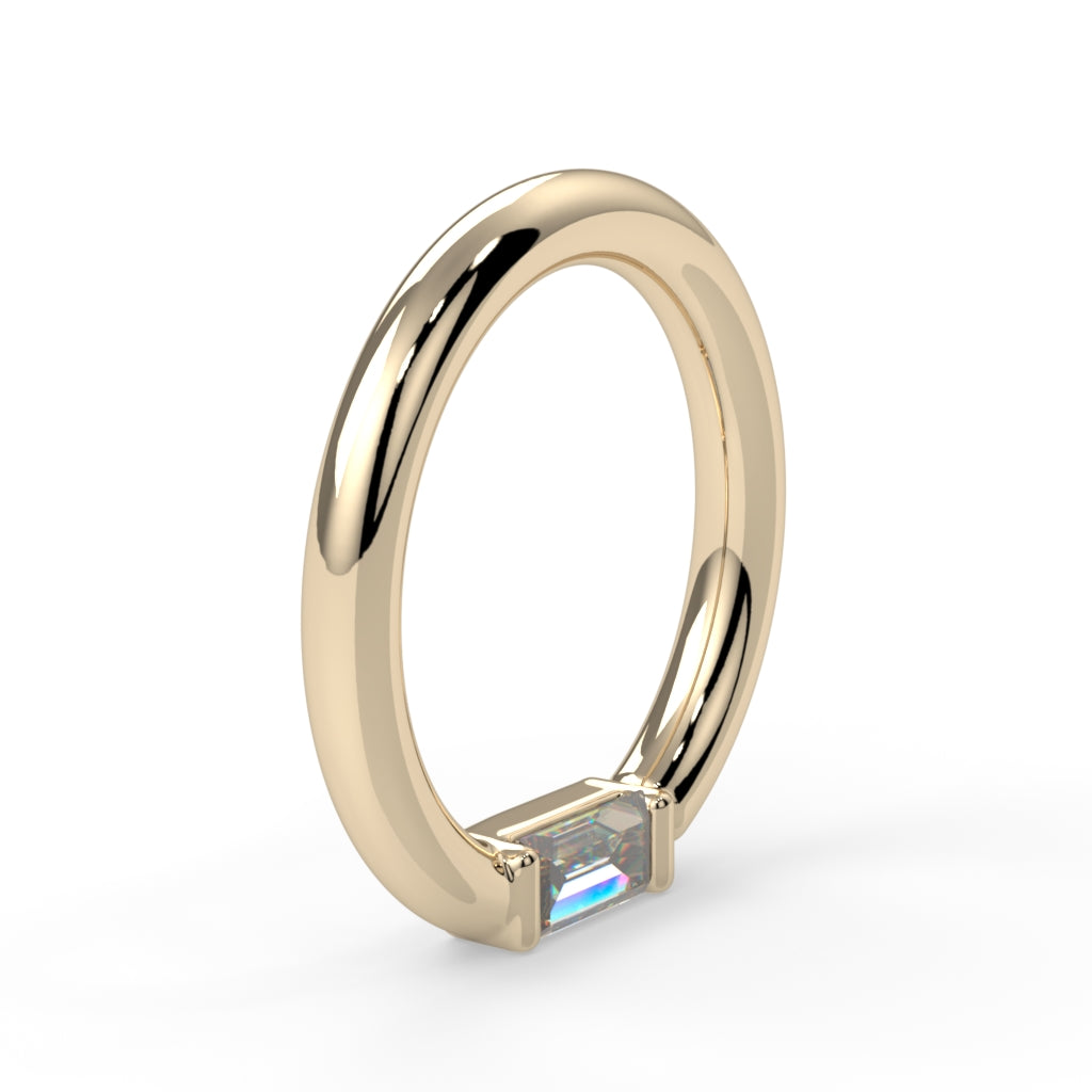 Channel-Set Baguette Fixed Bead Ring