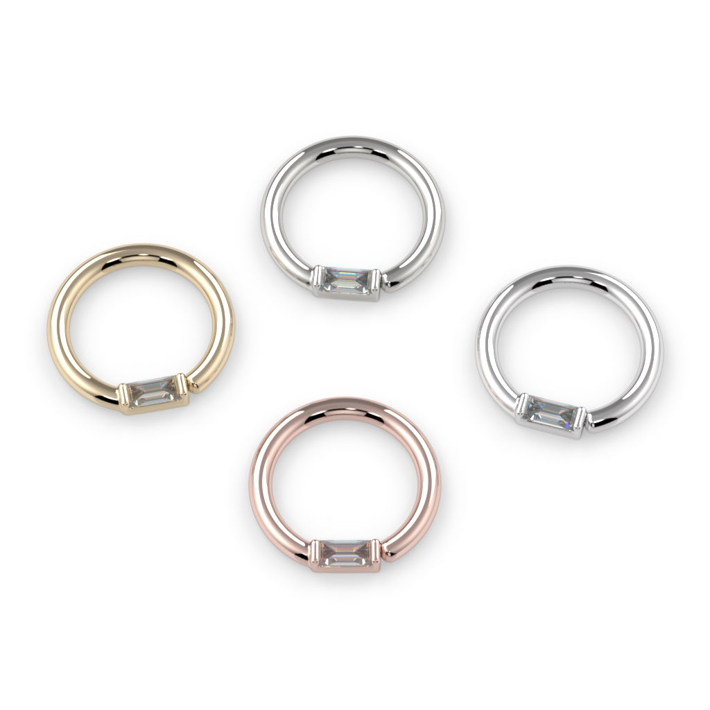 Channel-Set Baguette Fixed Bead Ring