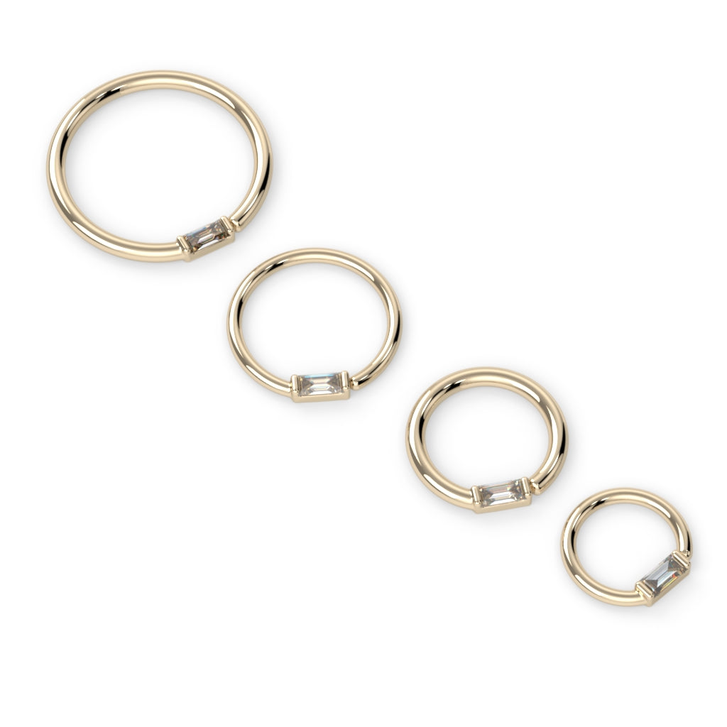 Channel-Set Baguette Fixed Bead Ring