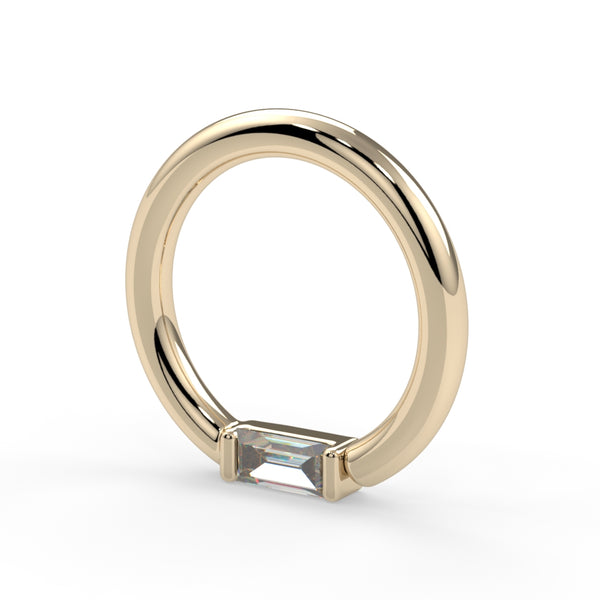 Forward Facing Channel-Set Baguette Fixed Bead Ring