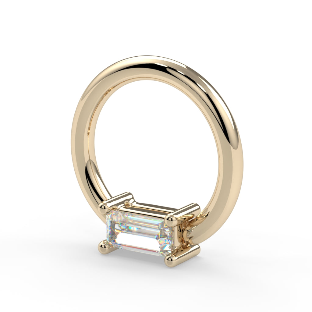 Prong-Set Baguette Fixed Bead Ring