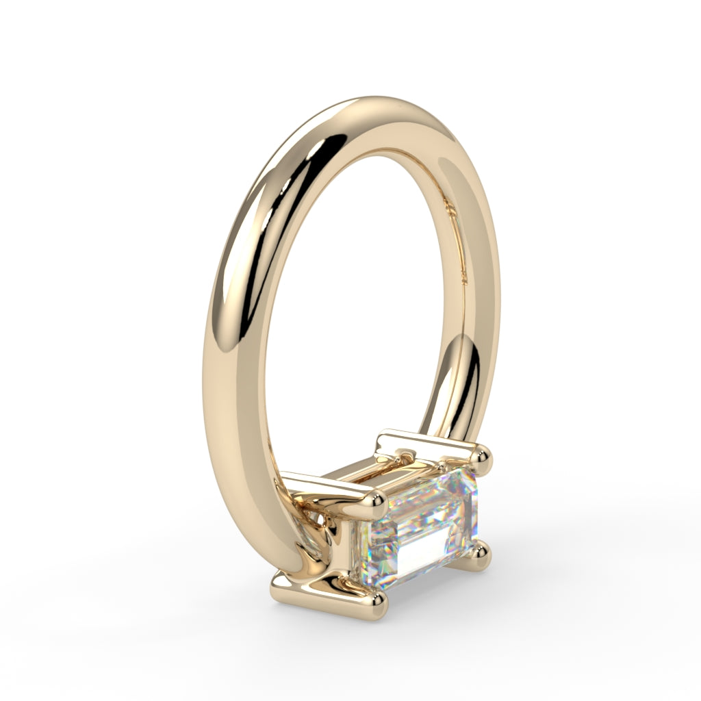 Prong-Set Baguette Fixed Bead Ring