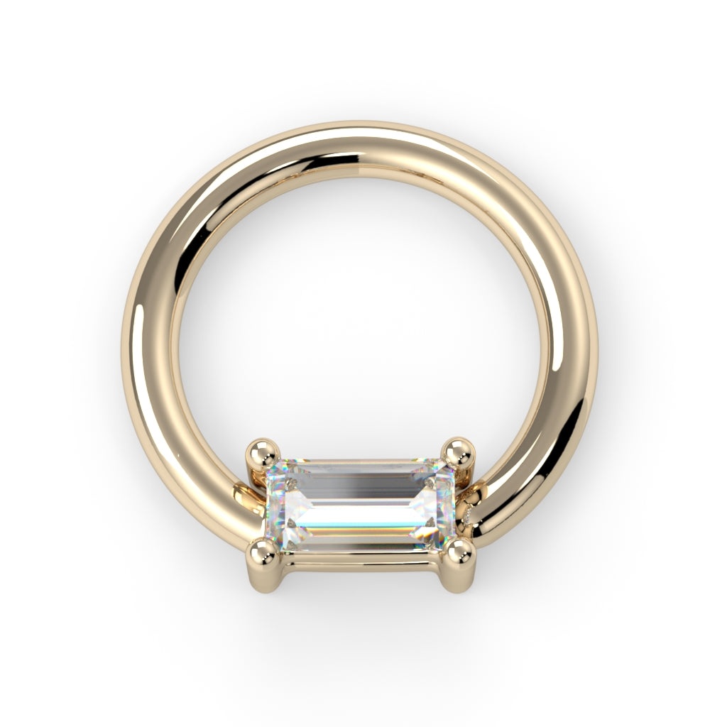 Prong-Set Baguette Fixed Bead Ring