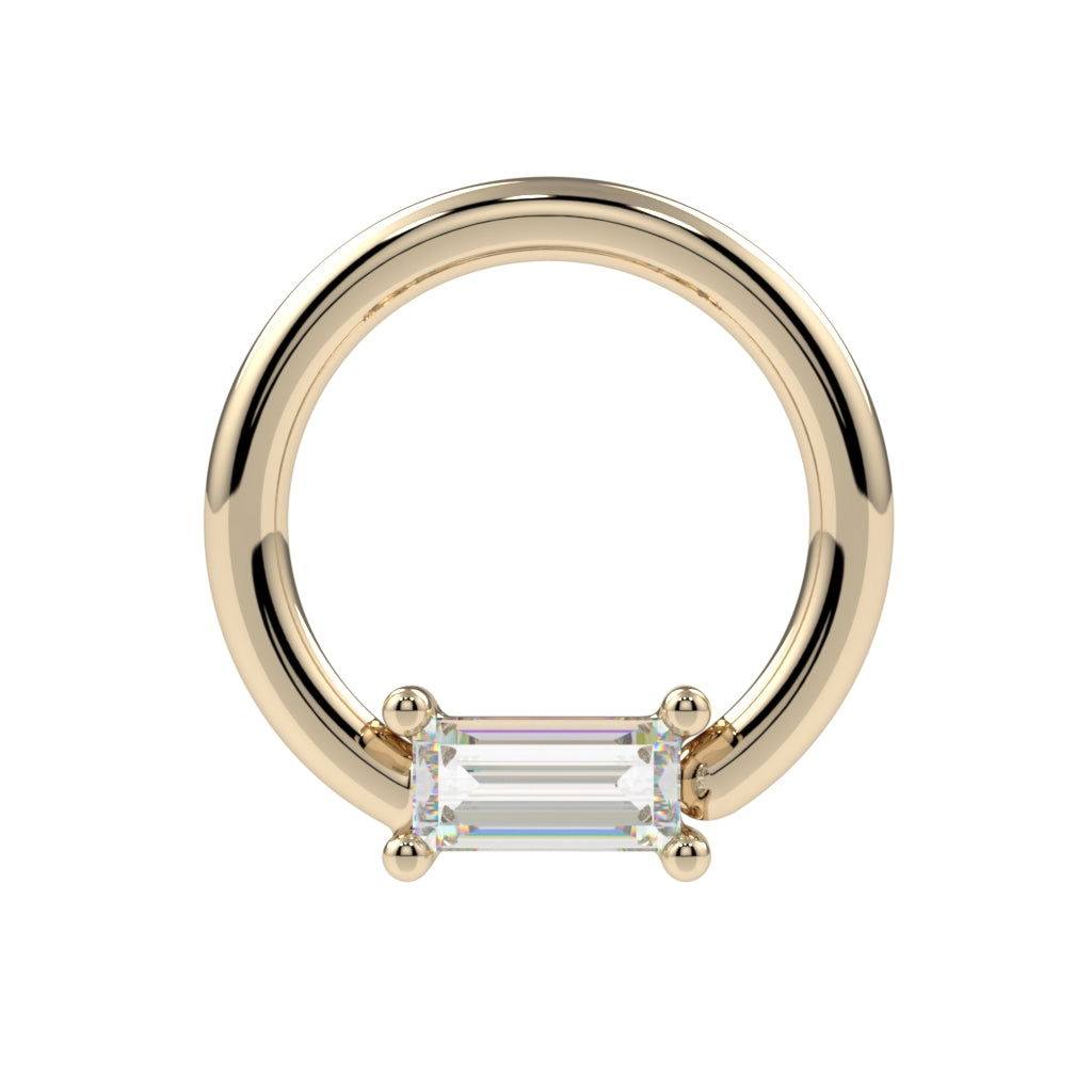 Prong-Set Baguette Fixed Bead Ring