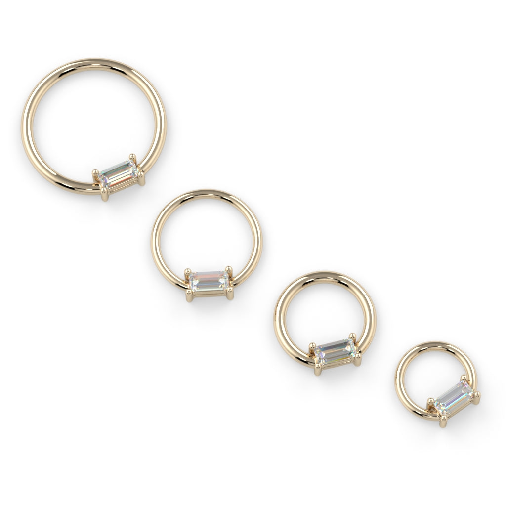 Prong-Set Baguette Fixed Bead Ring