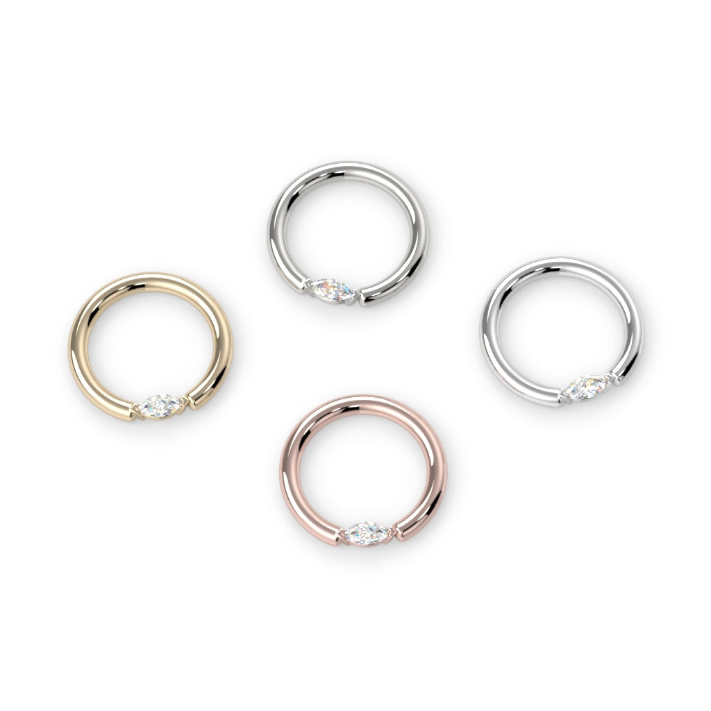 Marquise Prong Fixed Bead Ring