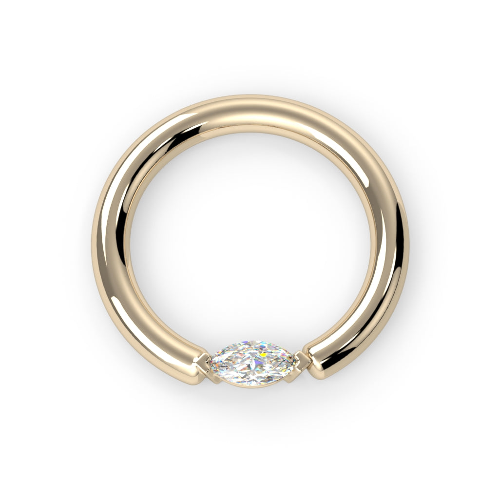 Marquise Prong Fixed Bead Ring