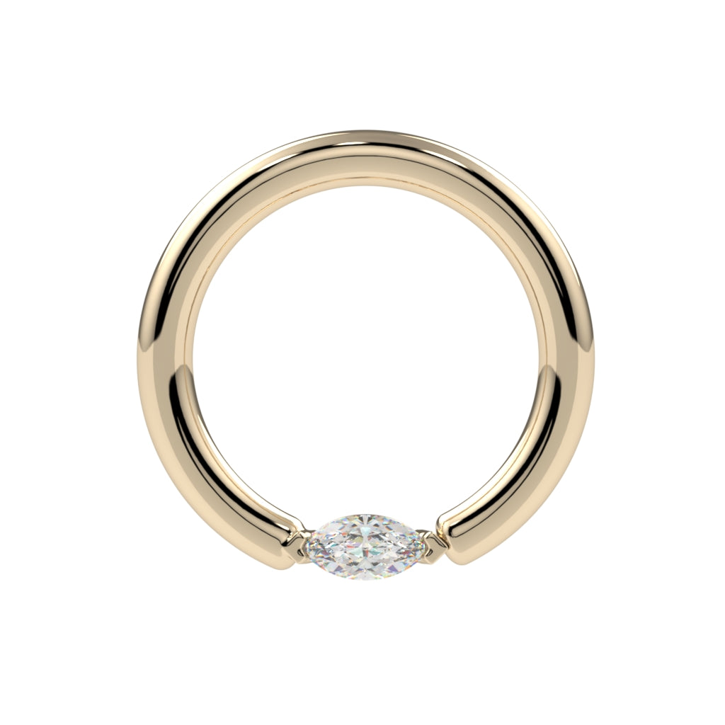 Marquise Prong Fixed Bead Ring