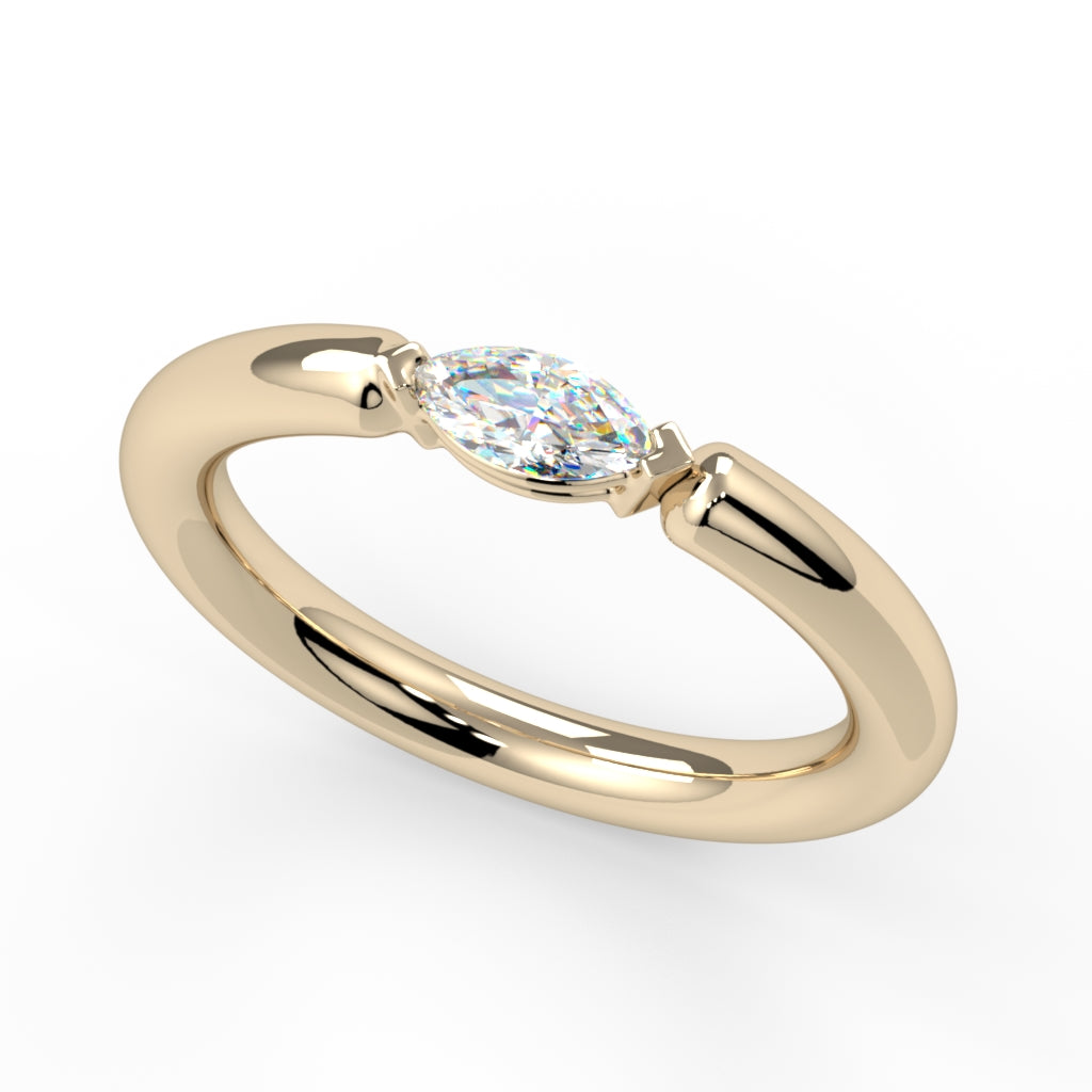 Side-Set Prong-Set Marquise Fixed Bead Ring