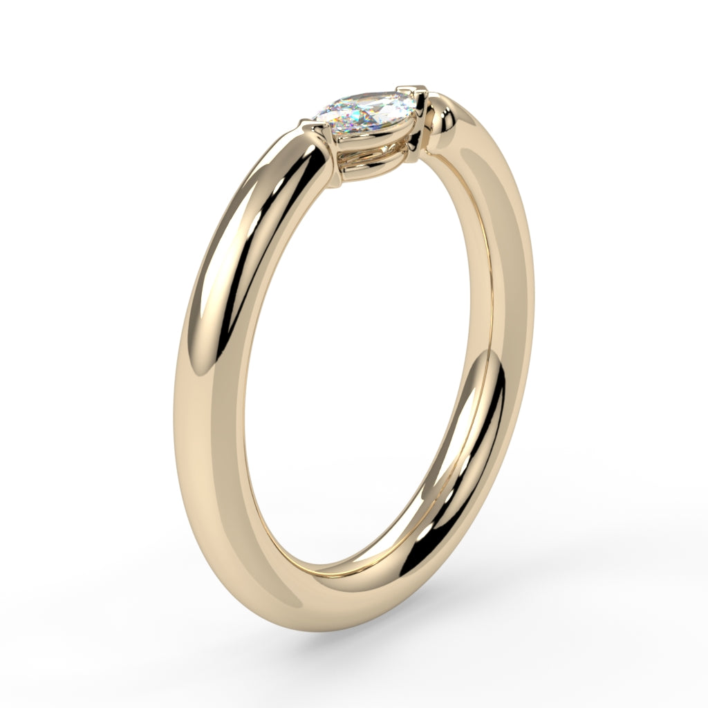 Side-Set Prong-Set Marquise Fixed Bead Ring