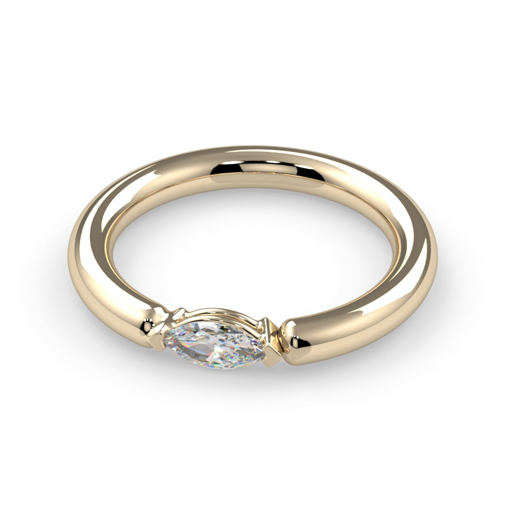 Side-Set Prong-Set Marquise Fixed Bead Ring