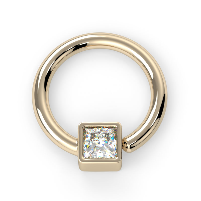 Bezel-Set Princess-Cut Fixed Bead Ring