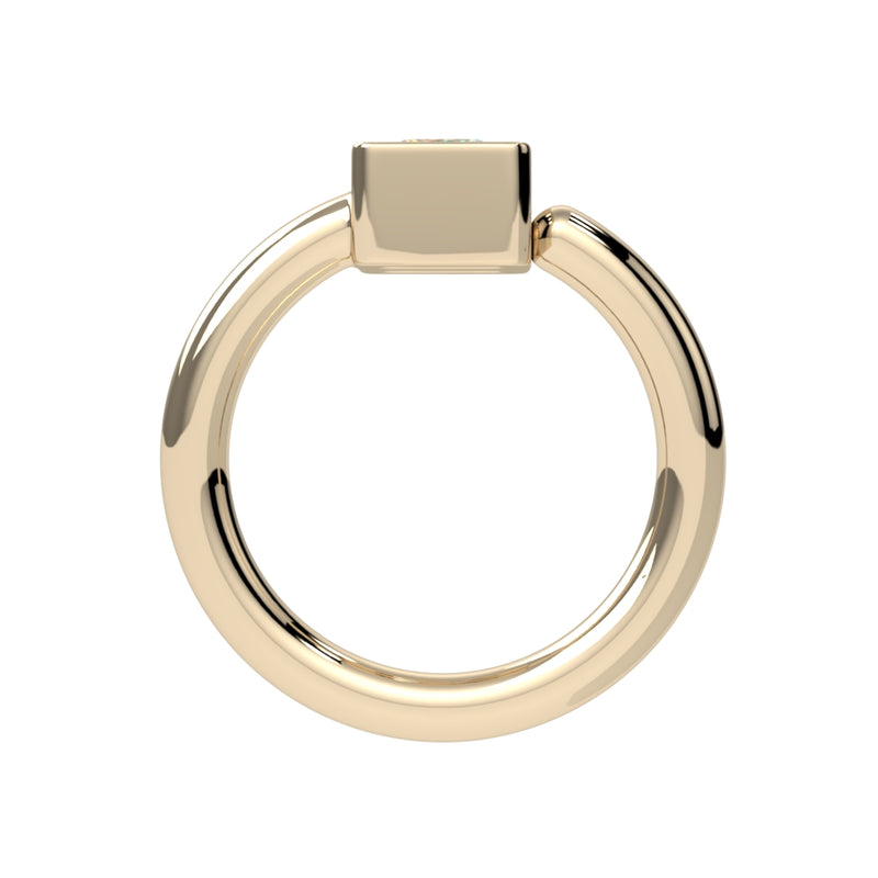Side-Set Bezel-Set Princess-Cut Fixed Bead Ring