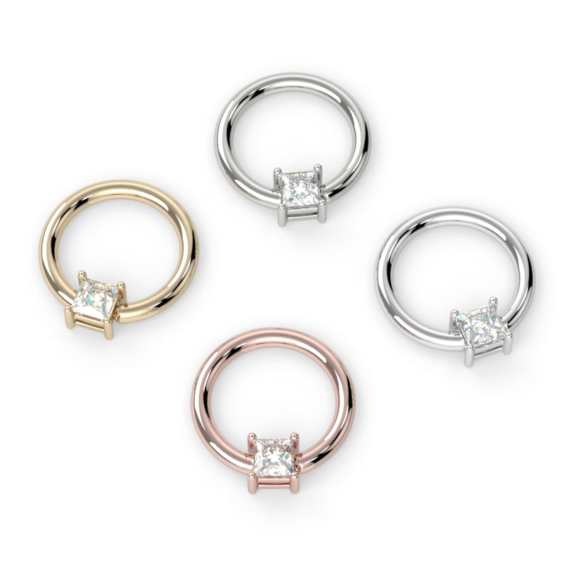Prong-Set Princess-Cut Fixed Bead Ring