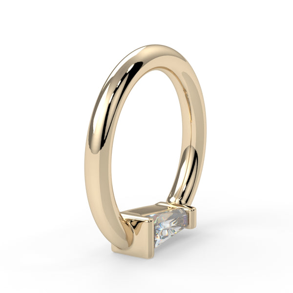 Channel-Set Tapered Baguette Fixed Bead Ring