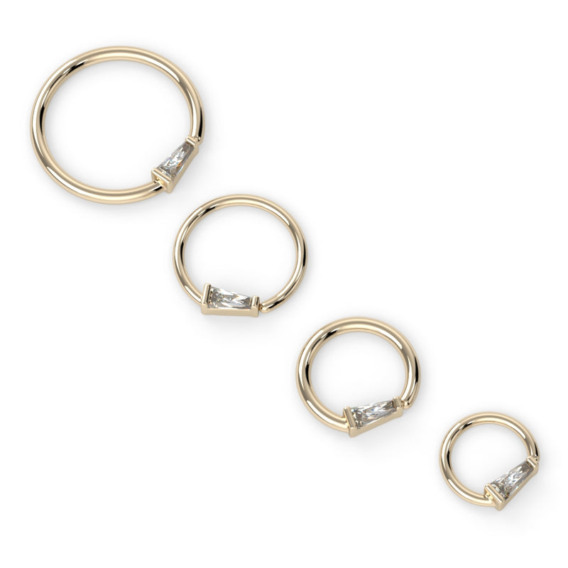 Channel-Set Tapered Baguette Fixed Bead Ring