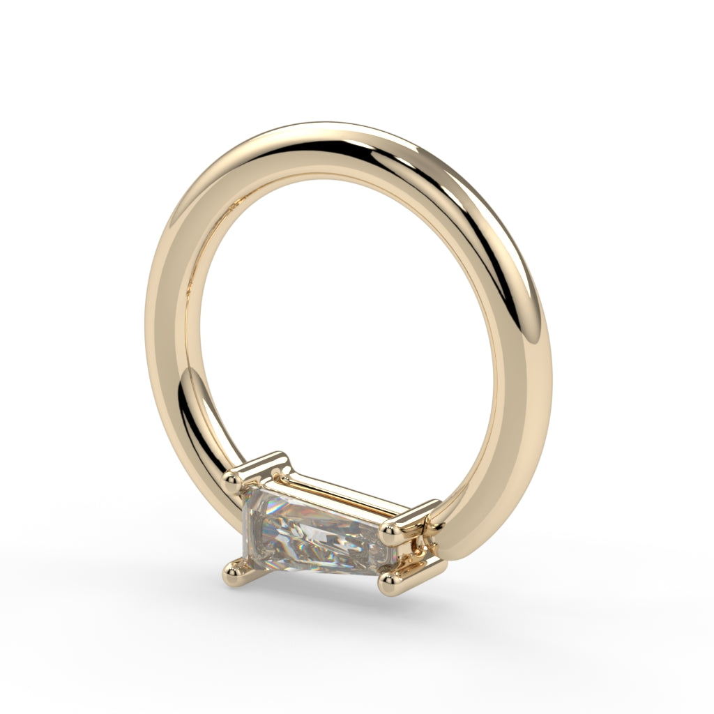 Prong-Set Tapered Baguette Fixed Bead Ring