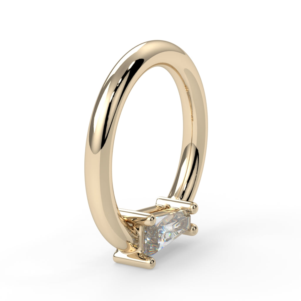 Prong-Set Tapered Baguette Fixed Bead Ring
