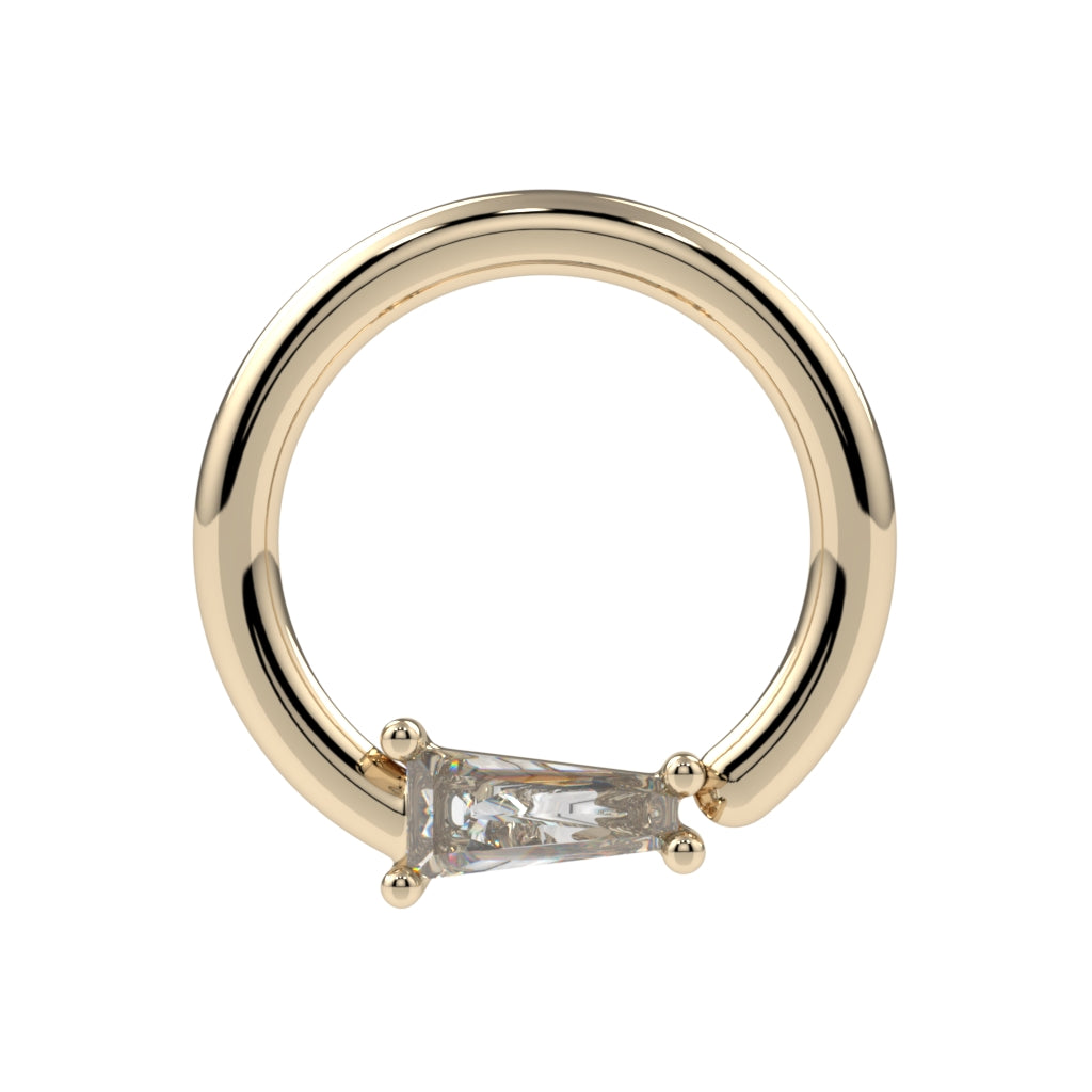Prong-Set Tapered Baguette Fixed Bead Ring