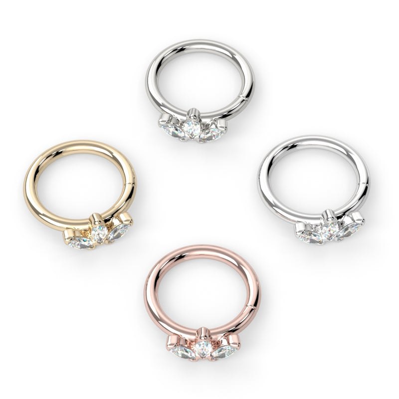 Side-Set Triple Marquise Seam Ring