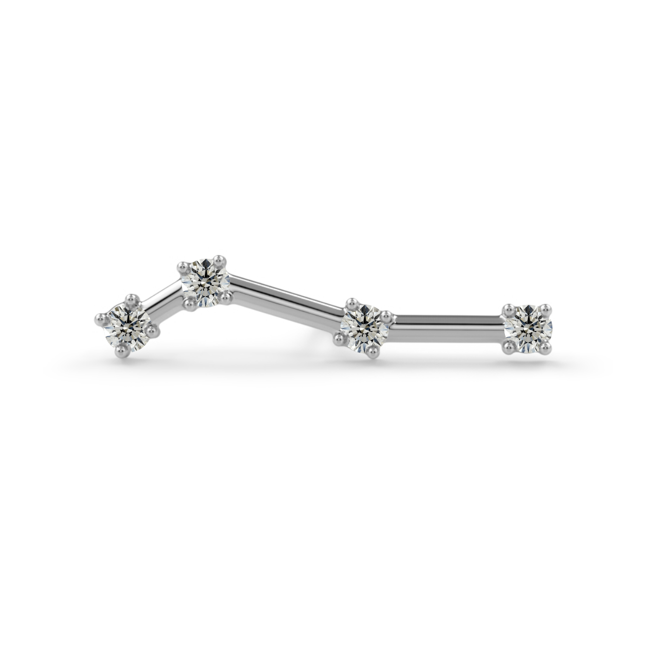Constellation Style End - 14K White Gold / Threadless Push Pin / Right - White VS1 Diamond