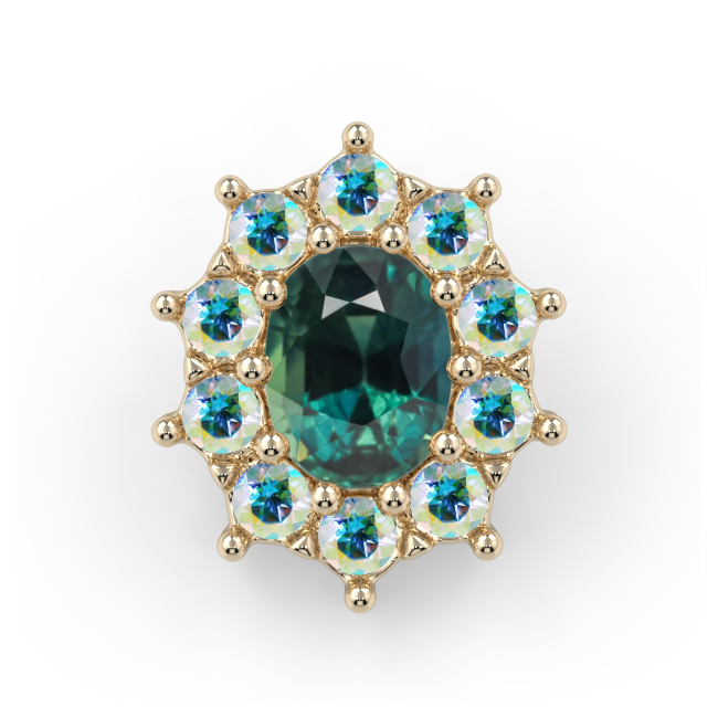 Victorian Oval Cabochon Cluster End--CG32959
