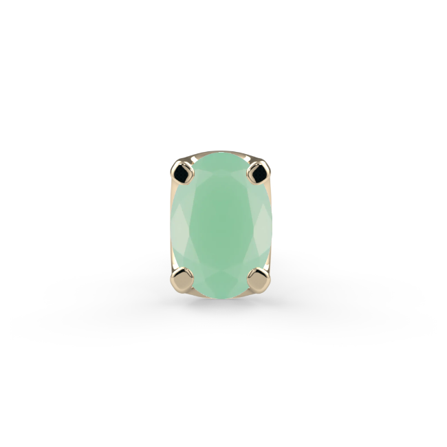 Low-Profile Oval Prong End - 3x2mm Oval Chrysoprase Faceted