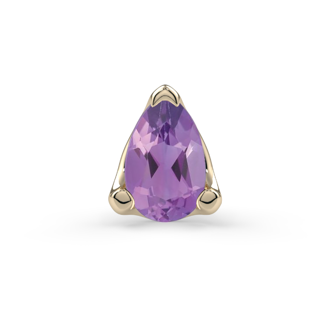 Low-Profile Pear Prong End - 4X3mm Amethyst Cubic Zirconia Pear Shape Faceted