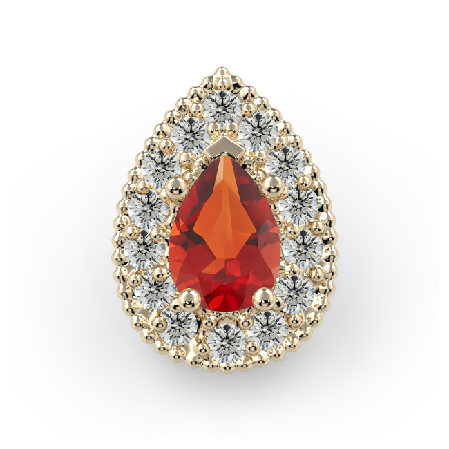 Halo Pear End - 5x3mm Pear Madeira Citrine Faceted AA, 1mm Round Diamond VS1