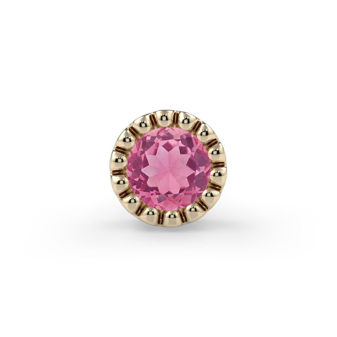 Milgrain Bezel End - 2mm Pink Tourmaline Faceted Round