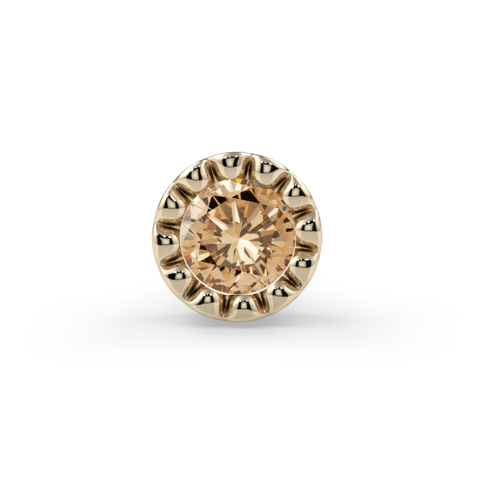 Milgrain Bezel End - Champagne Diamond SI1 1.5mm Genuine Round