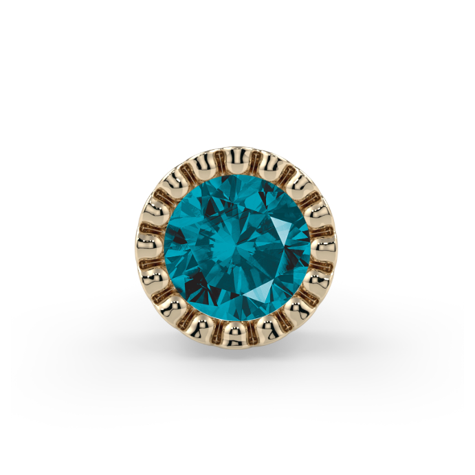 Milgrain Bezel End - Blue Diamond SI 3mm Genuine Round