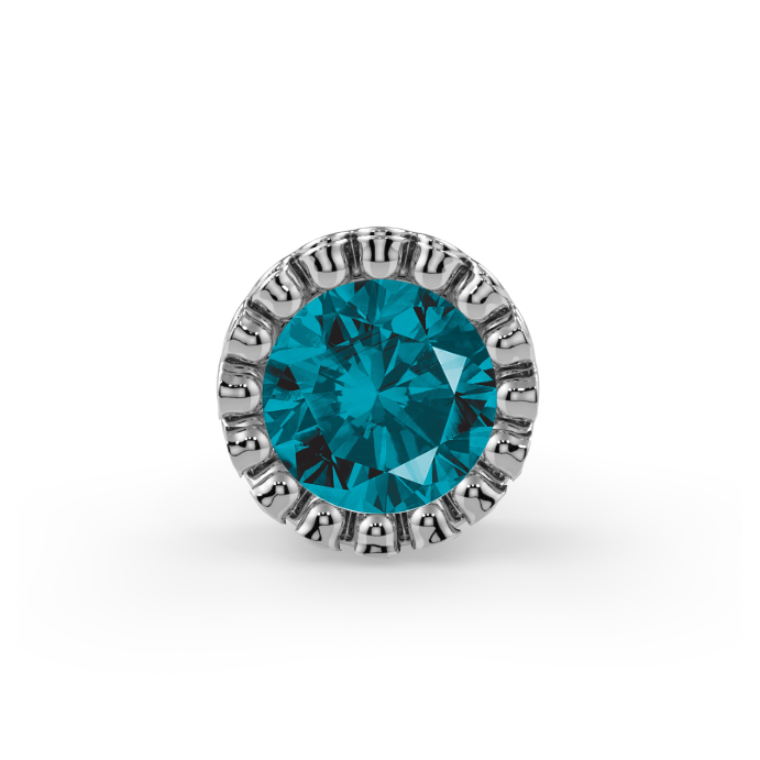Milgrain Bezel End - Blue Diamond SI 3mm Genuine Round