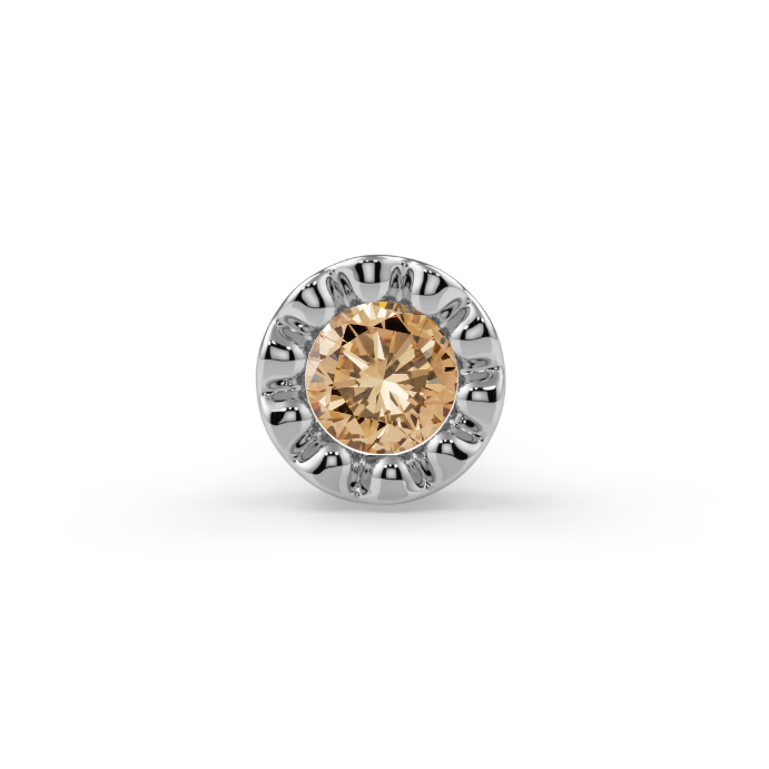 Milgrain Bezel End - Champagne Diamond SI1 1.25mm Genuine Round