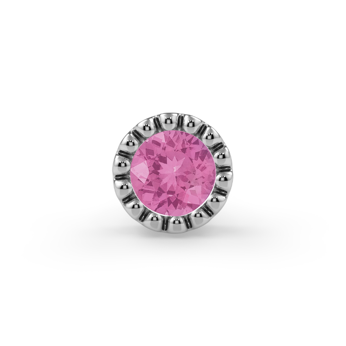 Milgrain Bezel End - 2mm Pink Sapphire Faceted Round
