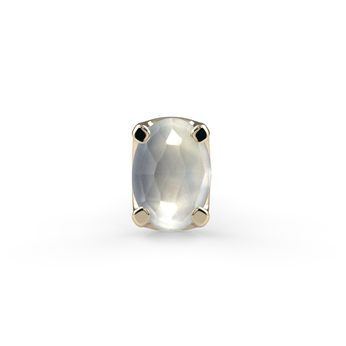 Low-Profile Oval Prong End - 3x2mm Oval Moonstone Rose Cut AAA