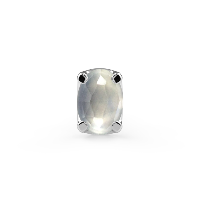 Low-Profile Oval Prong End - 3x2mm Oval Moonstone Rose Cut AAA