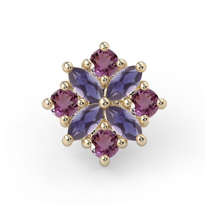 Théa End - Iolite AA 4x2mm Genuine Marquise Faceted, 2.5mm Pink Amethyst Faceted Round