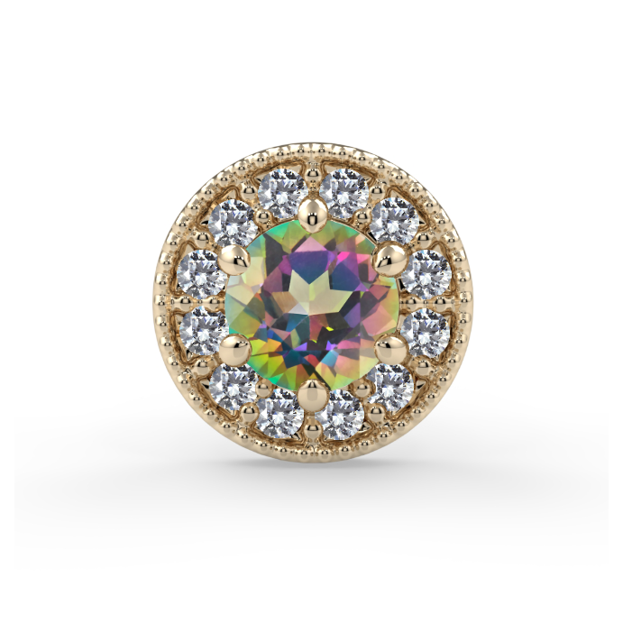 Catherine End - Mystic Topaz AA 3mm Genuine Round Faceted, 0.9mm VS1 Diamond Round