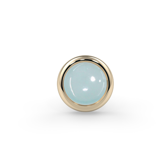 Cabochon Bezel End - 3mm Aquamarine Cabochon Round AAA