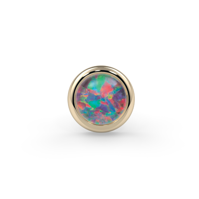 Cabochon Bezel End - 3mm Round Black Opal Cabochon Standard